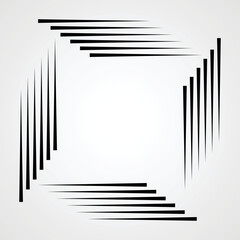 Rectangle Logo with lines.Square unusual icon Design .Black Vector stripes .Geometric shape. Photo border frame