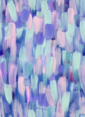 
Seamless background with pink, green, lilac and purple strokes of acrylic paint. Textured background with an abstract pattern. A collage of hand-drawn paint strokes. Background in pastel colors.