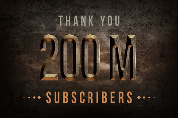 Fototapeta premium 200 Million subscribers celebration greeting banner with Historical Design