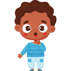 Surprised black boy.  character emotion