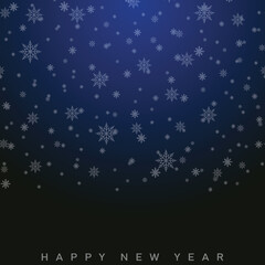 Happy New Year card with falling snowflakes. Vector