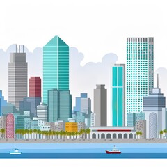 Tel aviv israel city silhouette skyline on white background 2d illustrated illustration business travel and tourism concept with modern buildings image for presentation banner web site