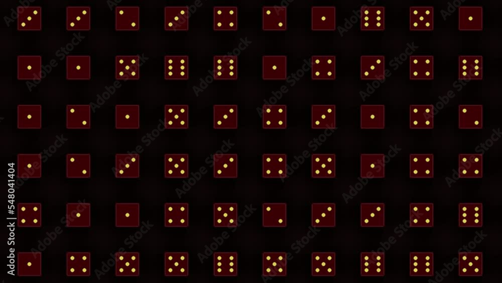 Aufkleber red and yellow lucky game of chance dices abstract 3d backdrop - loop video