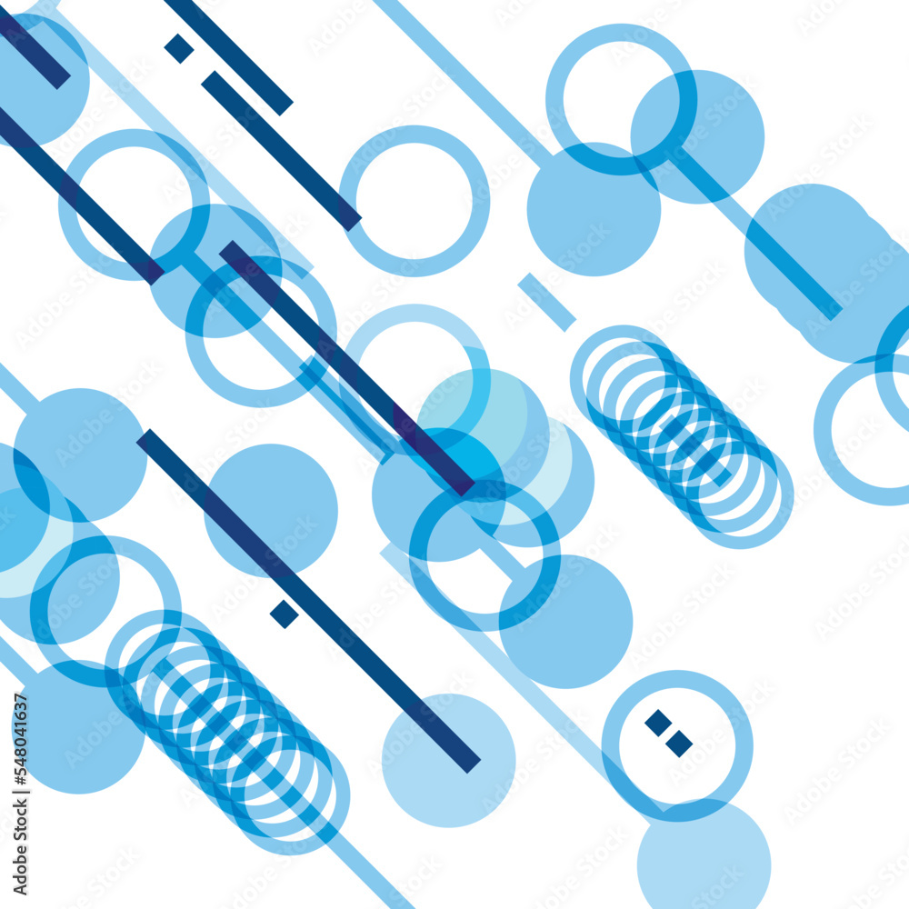 Poster Abstract dynamic diagonal lines and circles background. Vector illustration