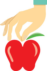 hand holding and picking apple illustration