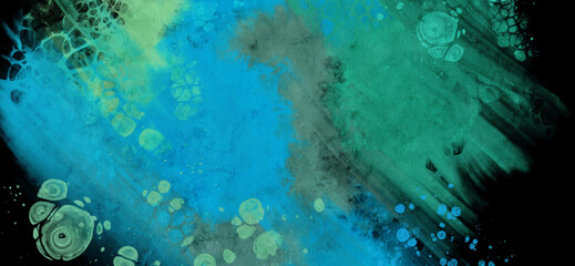 Modern blue flow background on black. Liquid shape in color banner.