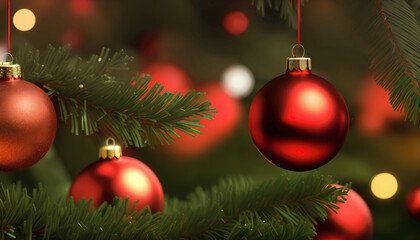 Obraz na płótnie Canvas Chrismas background, ornaments and christmas tree, 3d render