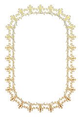 イラスト素材: アンティーク、ビンテージの長方形ゴールドメタリックのフレーム。金色の飾り罫オーナメント