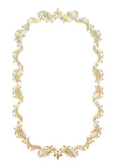 イラスト素材: アンティーク、ビンテージの長方形ゴールドメタリックのフレーム。金色の飾り罫オーナメント