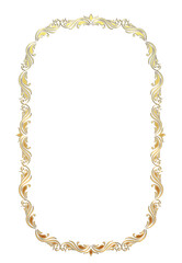 イラスト素材: アンティーク、ビンテージの長方形ゴールドメタリックのフレーム。金色の飾り罫オーナメント