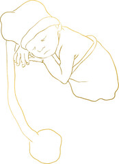 Christmas Newborn - Gold PNG baby, my first Christmas postcard, baby in Santa Claus hat. Baby shower, invitation, transparent, isolated