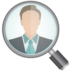 Fototapeta na wymiar magnifier glass and people for recruiting concept icon