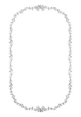 イラスト素材: アンティーク、ビンテージの長方形シルバーメタリックのフレーム。銀色の飾り罫オーナメント