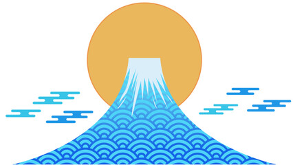 富士山と太陽の和柄背景素材