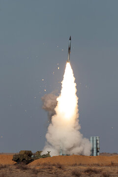 Launch of a military anti-aircraft missile.