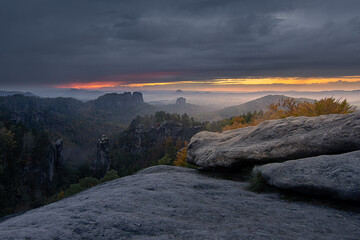 Sunset at the Carolafelsen after thunderstorm