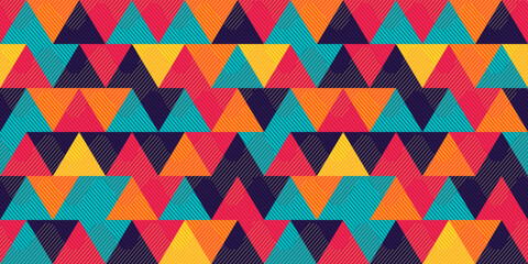 Bright vintage triangles. Seamless pattern
