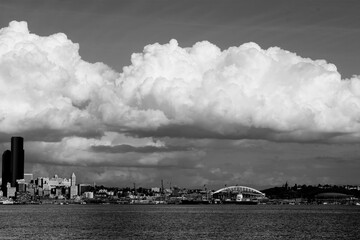 Black and White Panoramic Citiscape of downtown Seattle - Frame 2 North half