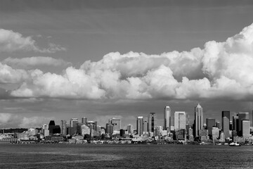 Black and White Panoramic Citiscape of downtown Seattle - Frame 2 North half