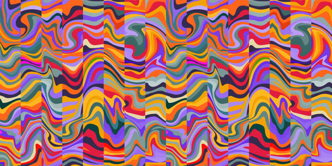Psychedelic wavy seamless pattern - 548044423