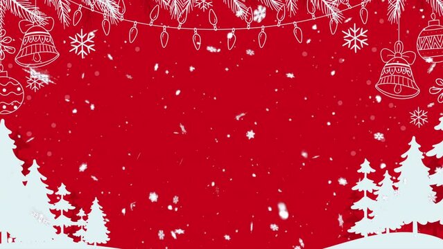 christmas day,new year,festival,snow falling in red  background footage design