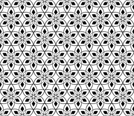 Fototapeta premium Seamless Geometric Floral Pattern. Black and White Texture.