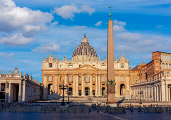 Fototapeta na wymiar St. Peter's Basilica on Saint Peter's square in Vatican, center of Rome, Italy