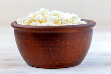 Bowl with fresh delicious cottage cheese