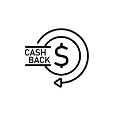 cashback icon, return money vector on white background. for app web shopping online