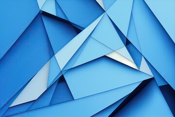 Abstract blue background with triangles, geometric shapes.