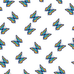 Bright multicolored butterflies seamless pattern. Wallpaper, background, children party, craft paper