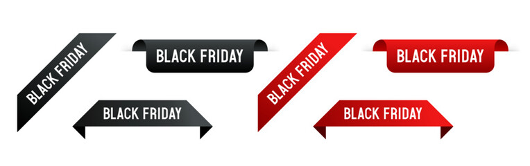 Black Friday red and black tag. Vector clipart isolated on white background.