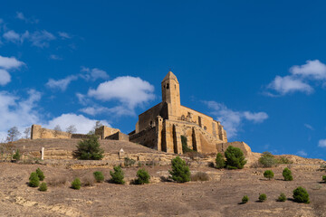 Spanish hilltop church San Vicente de la Sonsierra village La Rioja Province, Spain Iglesia de Santa Maria la Mayor