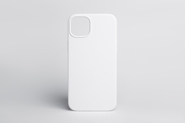 high quality iPhone 14 plus white phone case mock up isolated on gray background