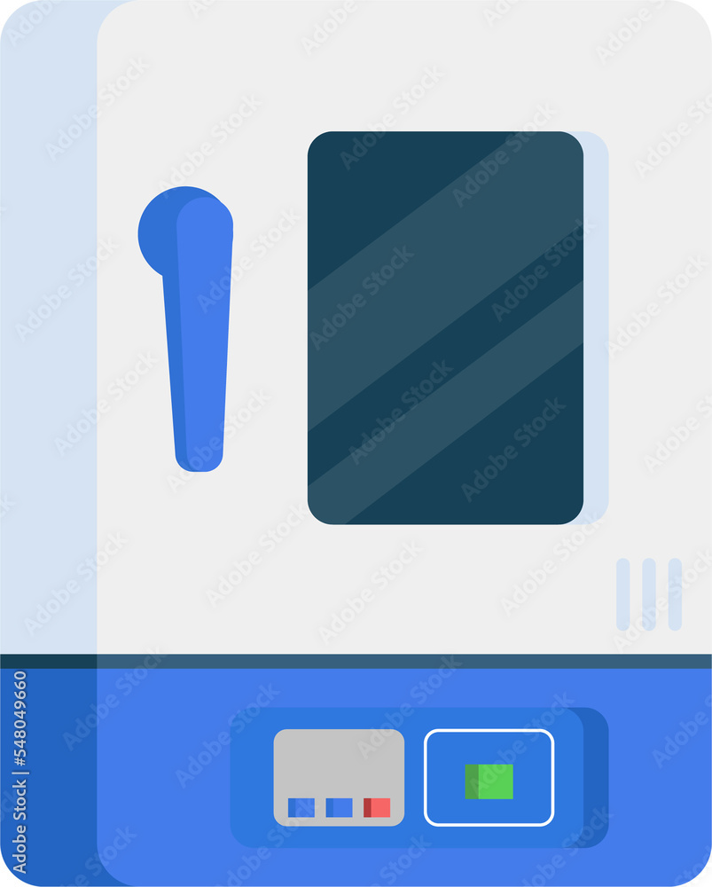 Poster Device for automated post-processing semi flat color raster object. Full sized item on white. Smoothing process. Lab device simple cartoon style illustration for web graphic design and animation
