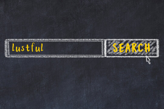 Chalk drawing of search engine and inscription on black chalkboard