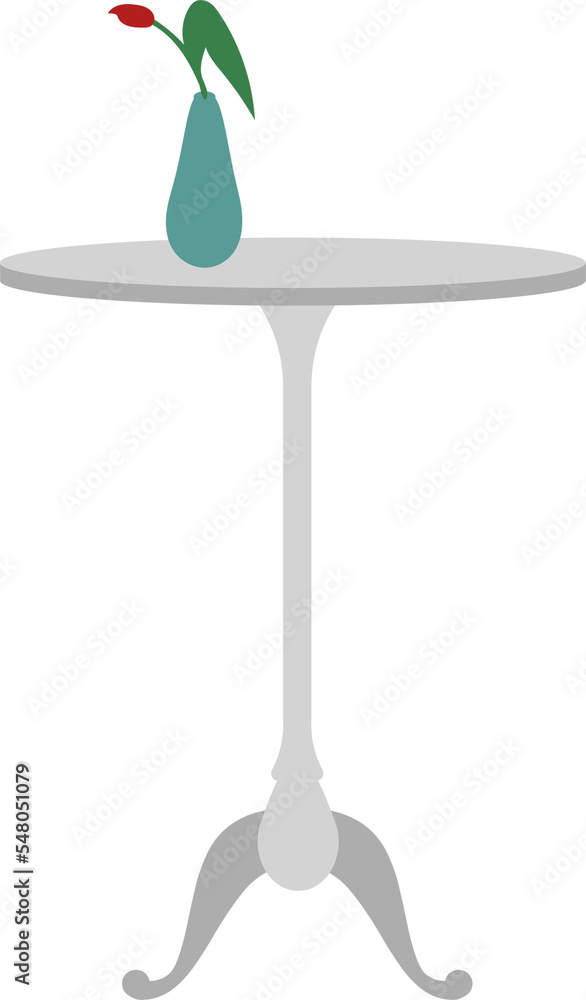 Aufkleber elegant white table with flower in vase semi flat color raster object. full sized item on white. set