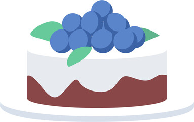 Buttercream cake with grapes semi flat color raster object. Full sized item on white. Delicious cake decoration simple cartoon style illustration for web graphic design and animation