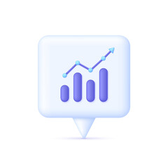 3D Diagram on Speech Bubble. Business, financial report, growth steps, financial success,marketing, statistics.