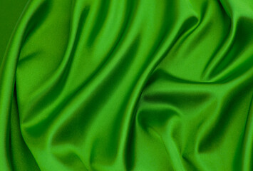 Green satin fabric as background