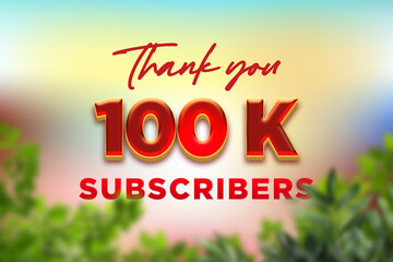 100 K subscribers celebration greeting banner with Fruity Design