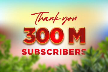 300 Million  subscribers celebration greeting banner with Fruity Design