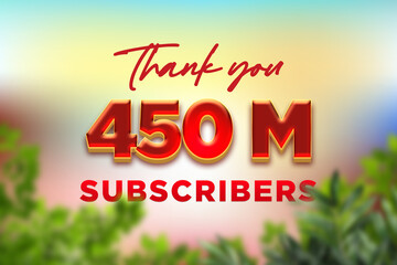 450 Million  subscribers celebration greeting banner with Fruity Design