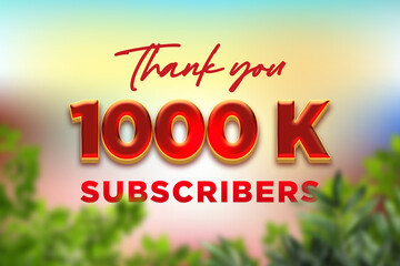 1000 K subscribers celebration greeting banner with Fruity Design