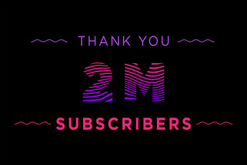 2 Million subscribers celebration greeting banner with Waves Design