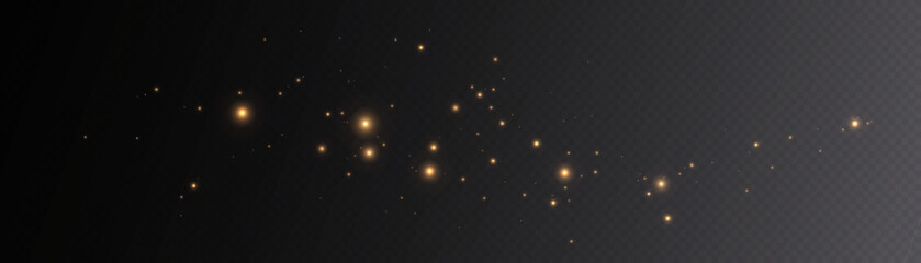 Light effect with lots of shiny shimmering particles isolated on transparent background. Vector star cloud with dust.	
