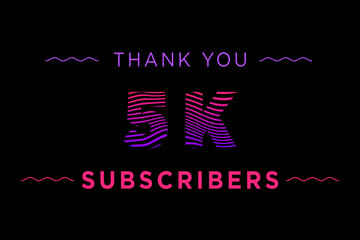 5 K  subscribers celebration greeting banner with Waves Design