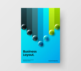 Premium catalog cover vector design layout. Modern 3D balls handbill illustration.