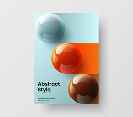 Multicolored realistic balls handbill template. Original brochure A4 design vector concept.