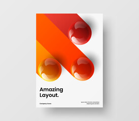 Premium leaflet A4 design vector concept. Minimalistic 3D spheres banner layout.